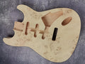 Mahogany Burl Top Veneer Black Binding S-Type Guitar Body, Unfinished