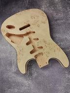 Mahogany Burl Top Veneer Black Binding S-Type Guitar Body, Unfinished