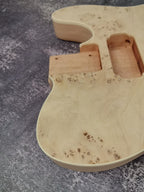 Mahogany Burl Top Veneer Black Binding F hole t-Type Guitar Body, Unfinished