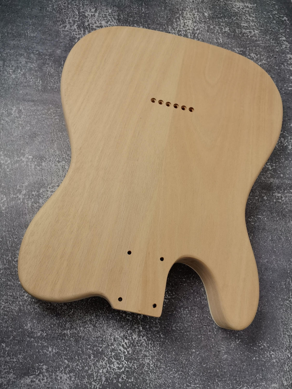 Mahogany Burl Top Veneer Black Binding F hole t-Type Guitar Body, Unfinished