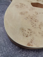 Mahogany Burl Top Veneer Black Binding T-Type Guitar Body, Unfinished