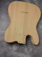Mahogany Burl Top Veneer Black Binding T-Type Guitar Body, Unfinished