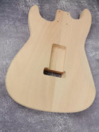 Mahogany Burl Top Veneer Black Binding S-Type Guitar Body, Unfinished