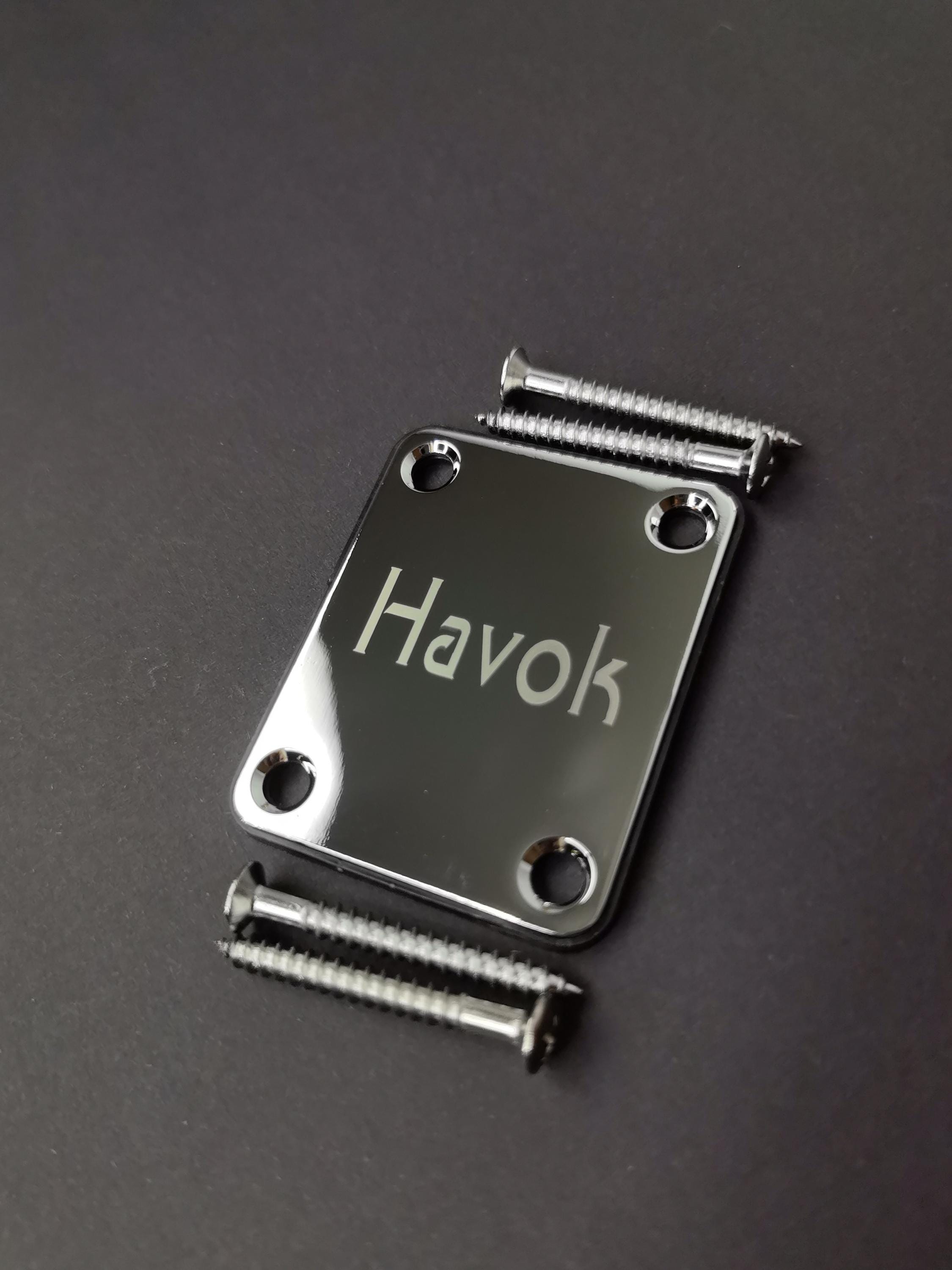 Havok Neck Plate With Gasket And Screws, Tele T-Style Strat S-Style, High End Accessory and Replacement, Guitar Build Kit DIY, Guitar Gadget