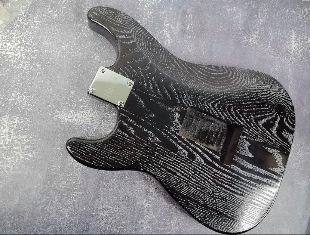 Sand Blasted Black Northern Ash S-Type Guitar Body, SSS Config