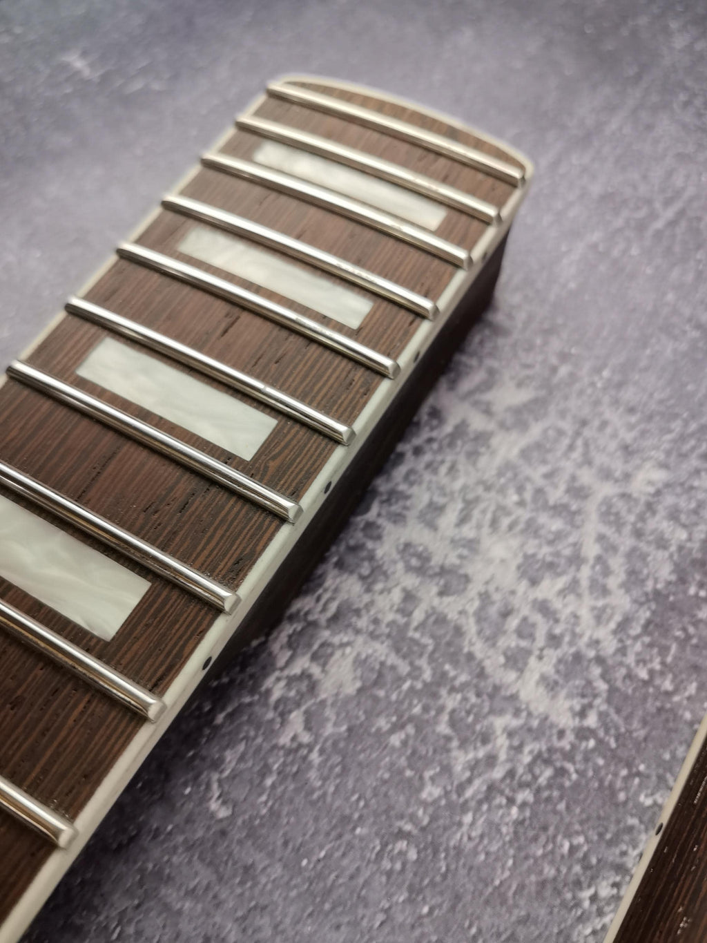 Havok Guitar Neck Wenge, Stainless Steel Frets White Binding Brass Nut, 22 Medium Jumbo Jescar Frets, Customized High End Guitar Part.