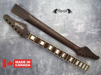 Havok Guitar Neck Wenge, Stainless Steel Frets White Binding Brass Nut, 22 Medium Jumbo Jescar Frets, Customized High End Guitar Part.