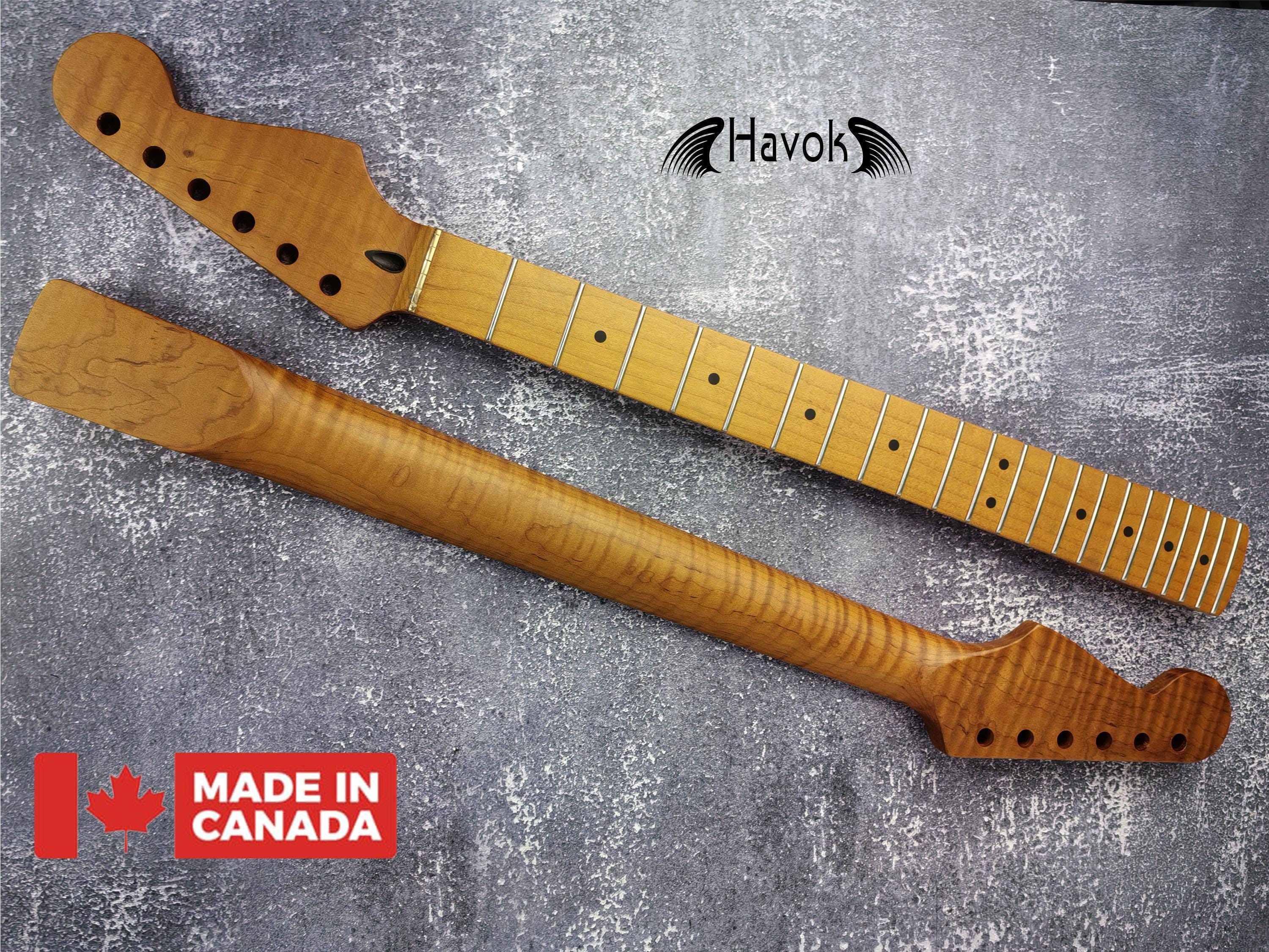 Guitar Neck S type Roasted  Brass/Bone nut Flame Maple Nitro Satin Neck Stainless Steel Jescar Frets