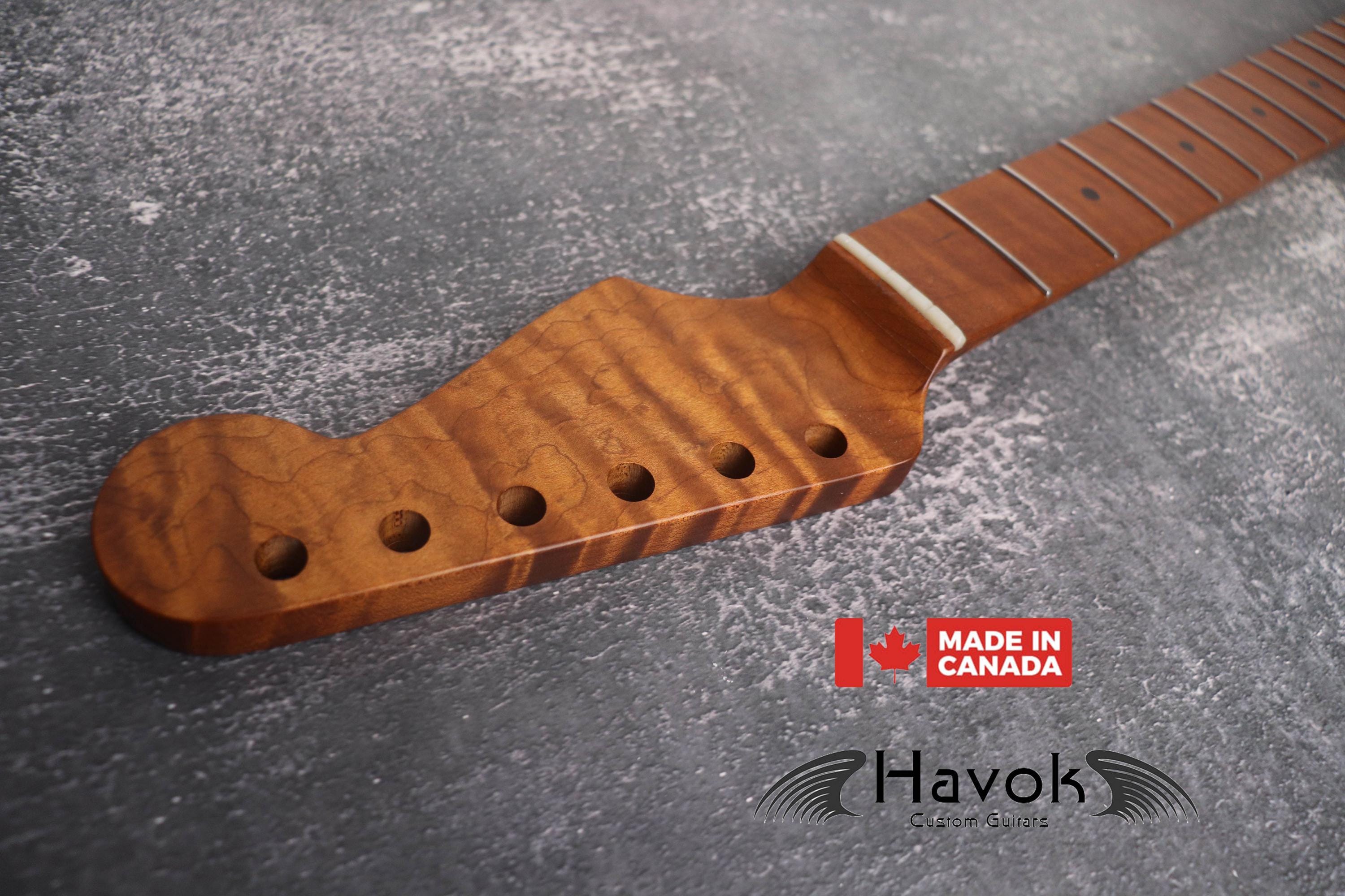S type Spoke Wheel Roasted Flame Maple Neck, Stainless Steel Frets, Satin ST S-Type Neck, 22 Medium Jumbo Jescar, Guitar Neck