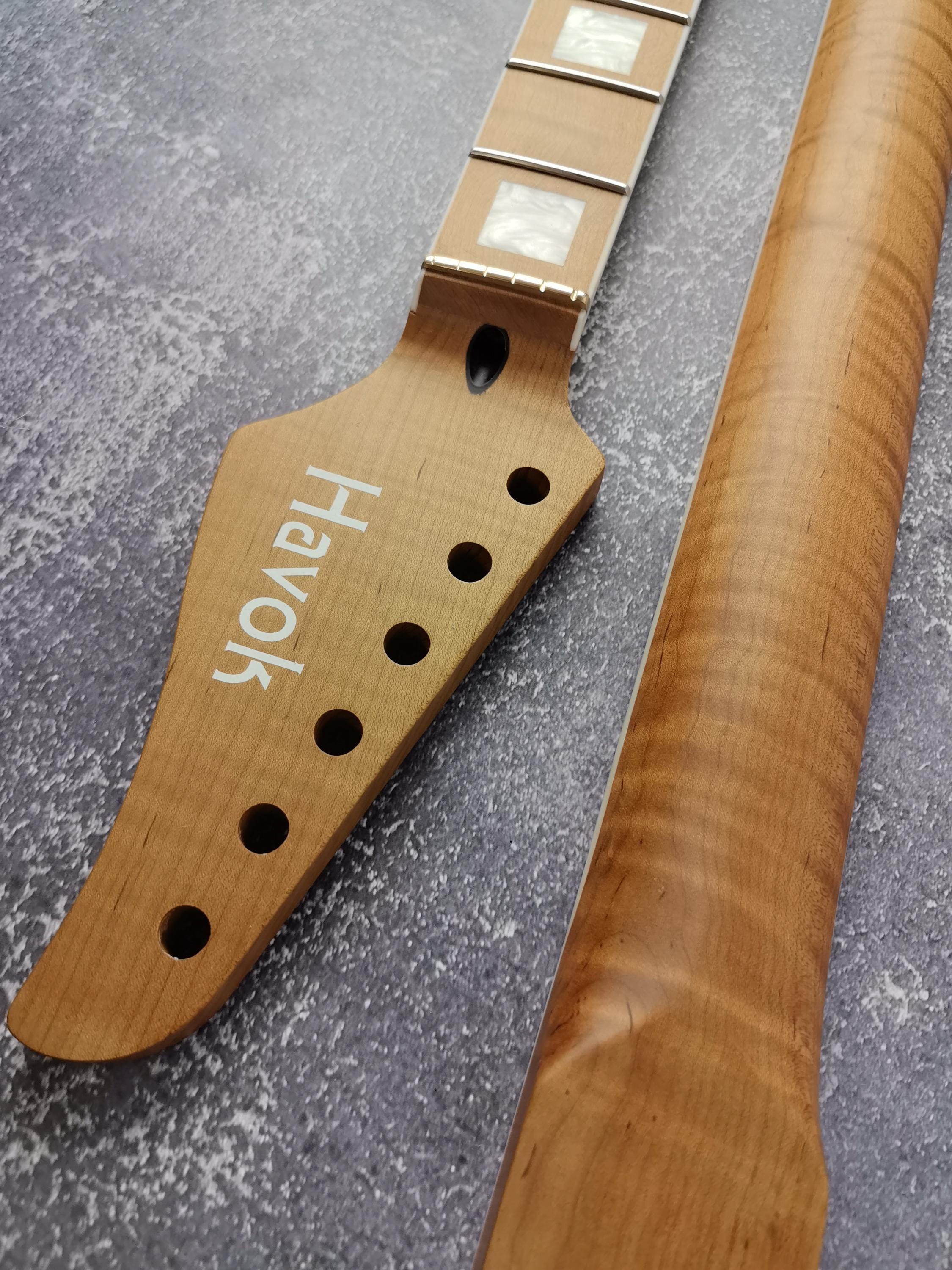 Quarter Sawn Roasted Flame Maple Satin Binding  Neck Stainless Steel Jescar Frets Guitar Neck