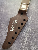 Havok Guitar Neck Wenge, Stainless Steel Frets White Binding Brass Nut, 22 Medium Jumbo Jescar Frets, Customized High End Guitar Part.
