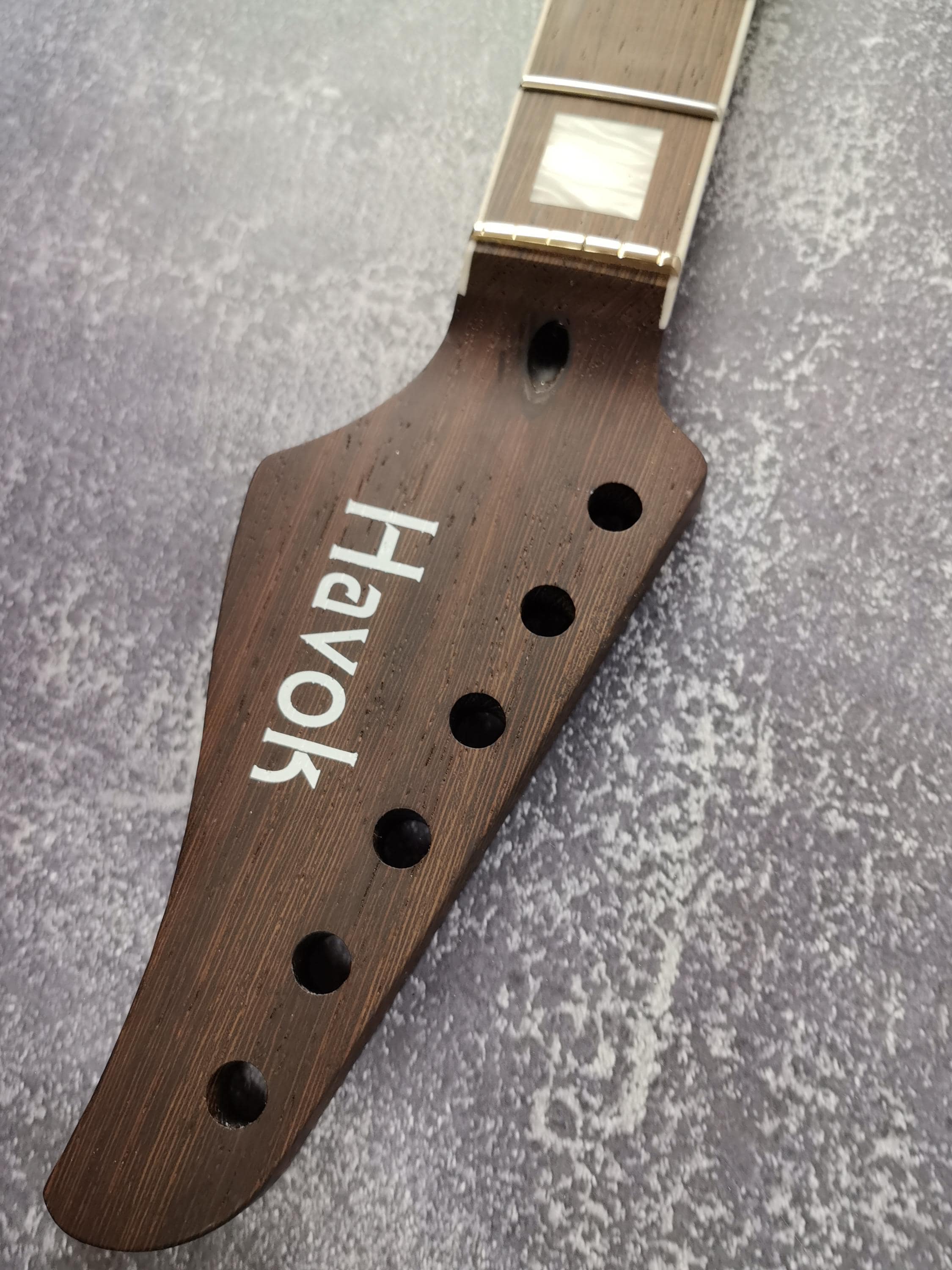 Havok Guitar Neck Wenge, Stainless Steel Frets White Binding Brass Nut, 22 Medium Jumbo Jescar Frets, Customized High End Guitar Part.