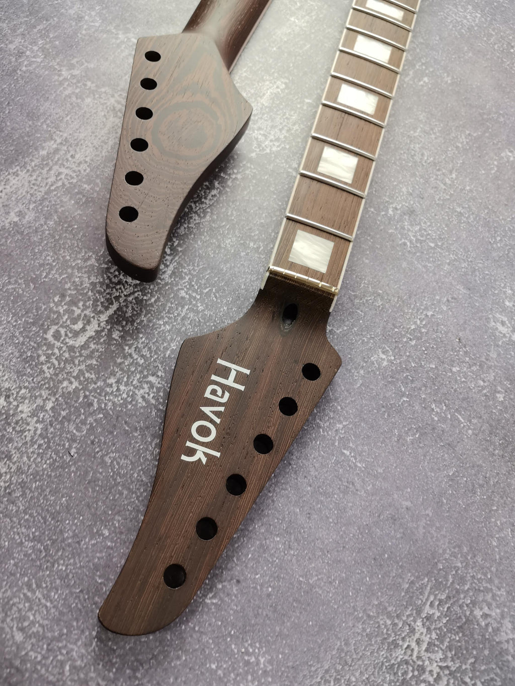Havok Guitar Neck Wenge, Stainless Steel Frets White Binding Brass Nut, 22 Medium Jumbo Jescar Frets, Customized High End Guitar Part.