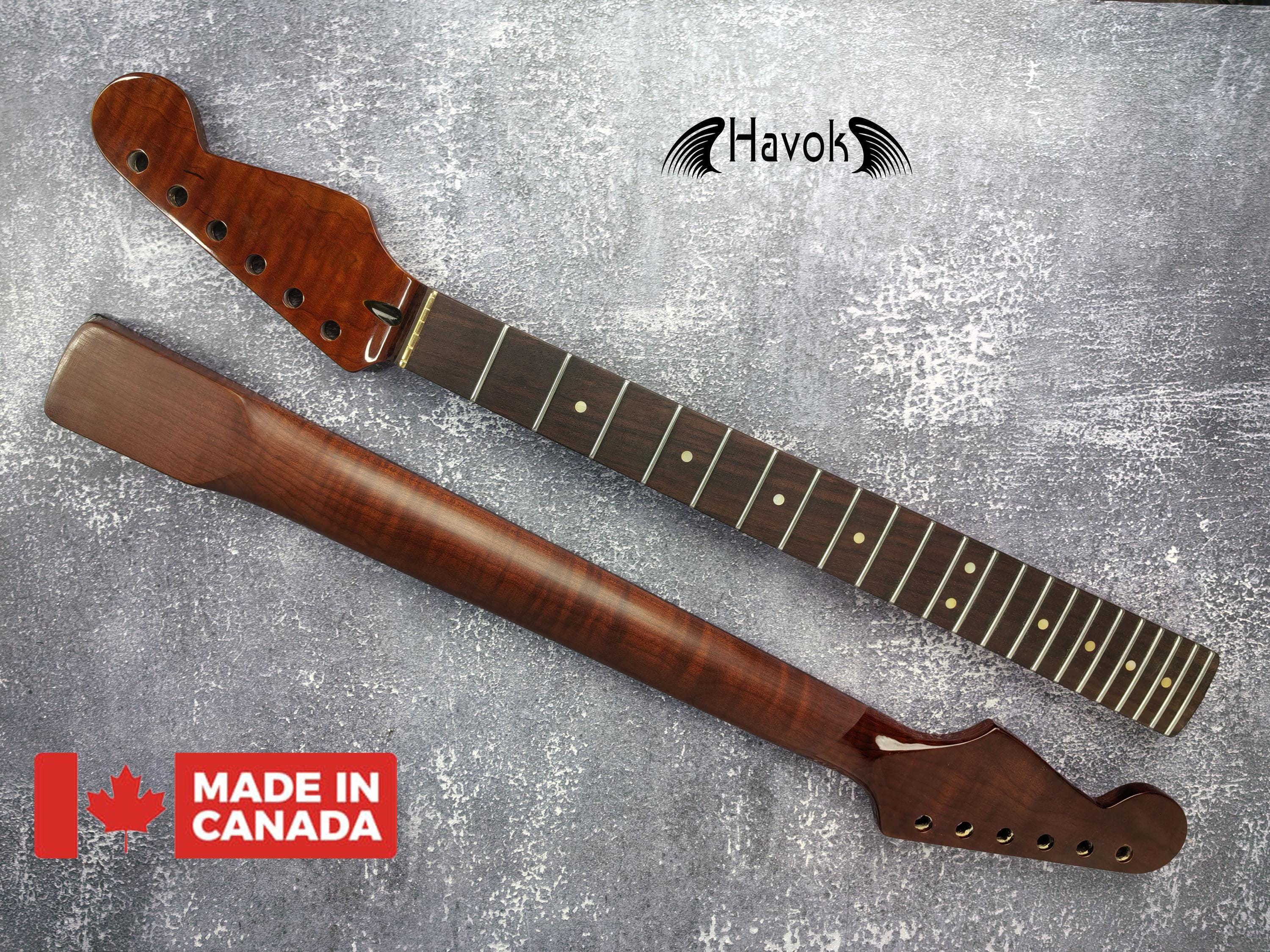 ST Dark Roasted Flame Maple Gloss Neck, Stainless Steel 22 Jescar Frets, S Type, Electric Guitar Part, Vintage Neck Replacement