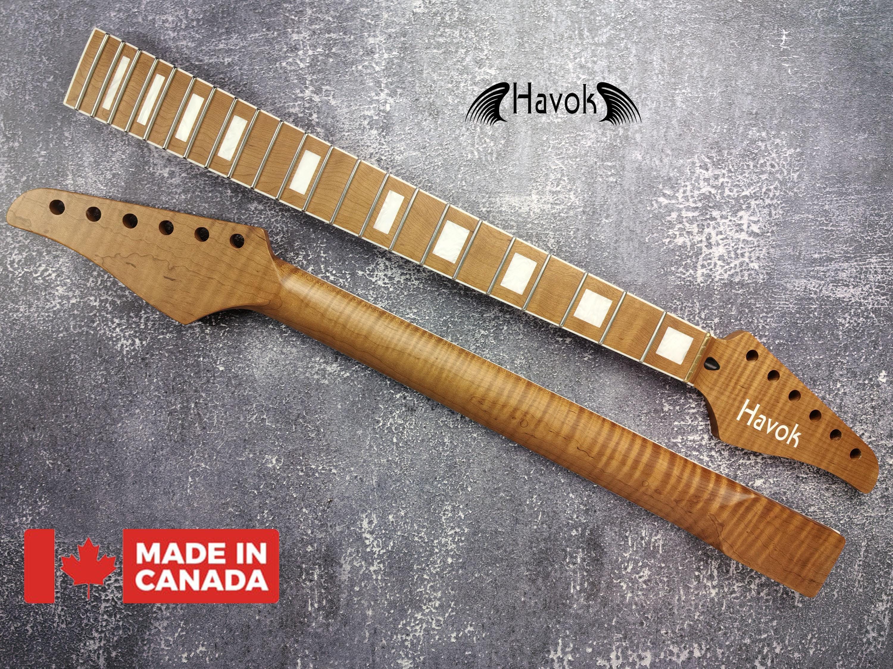 Quarter Sawn Roasted Flame Maple Satin Binding  Neck Stainless Steel Jescar Frets Guitar Neck