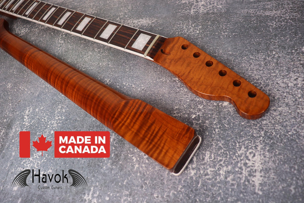 T type Flame Maple Gloss Binding Carbon Fiber Rods Neck Stainless Steel Jescar Frets