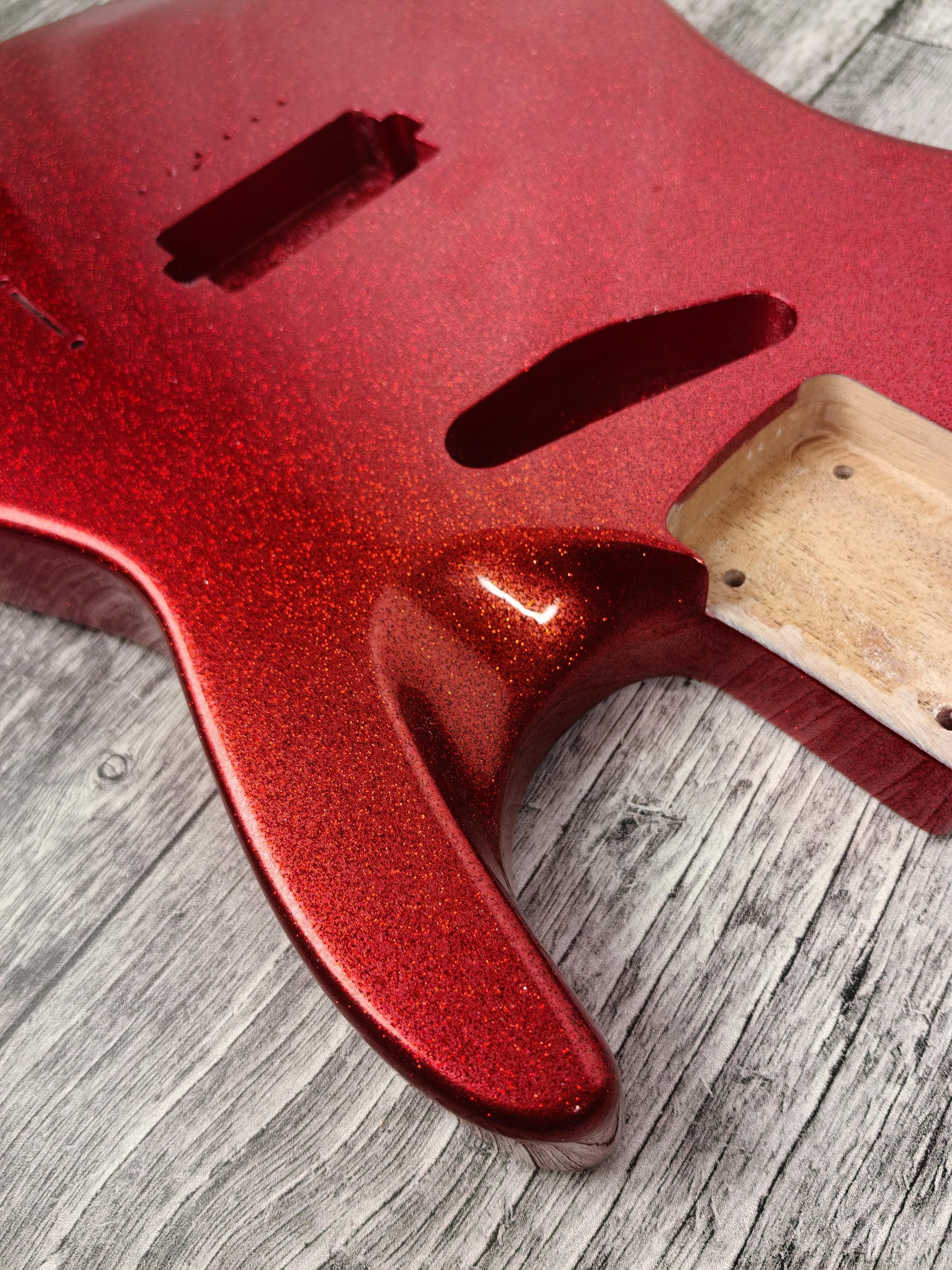 Havok Hard Tail Ruby Red Metallic 2pc Mahogany Guitar S type, HS config Custom Guitar Body. 80' style