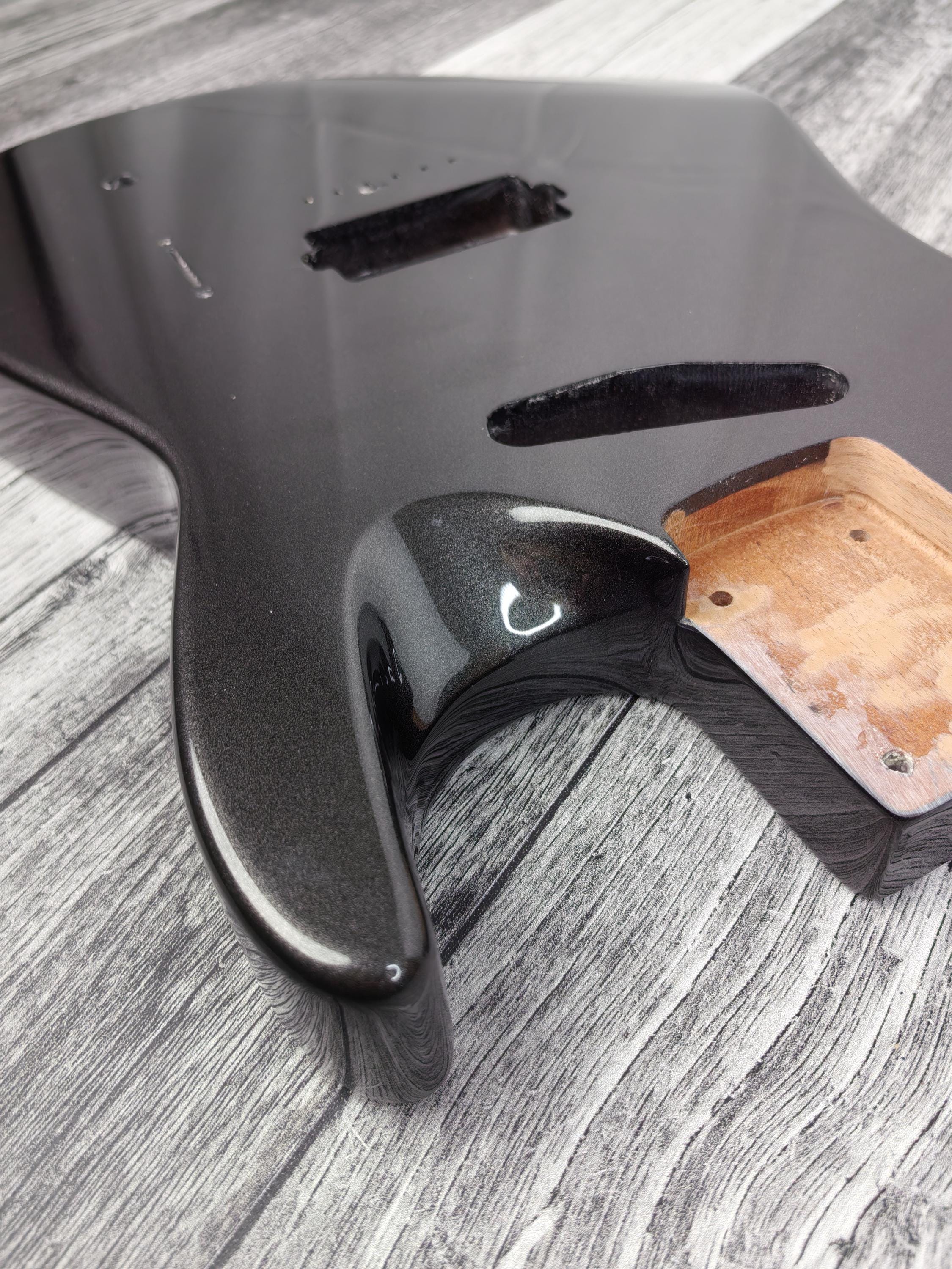 Havok Hard Tail Metallic Black 2pc Mahogany Guitar S type, HS config Custom Guitar Body. 80' style