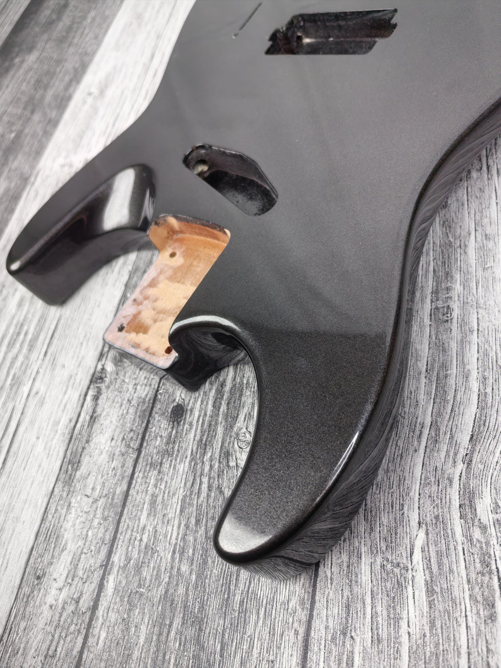 Havok Hard Tail Metallic Black 2pc Mahogany Guitar S type, HS config Custom Guitar Body. 80' style
