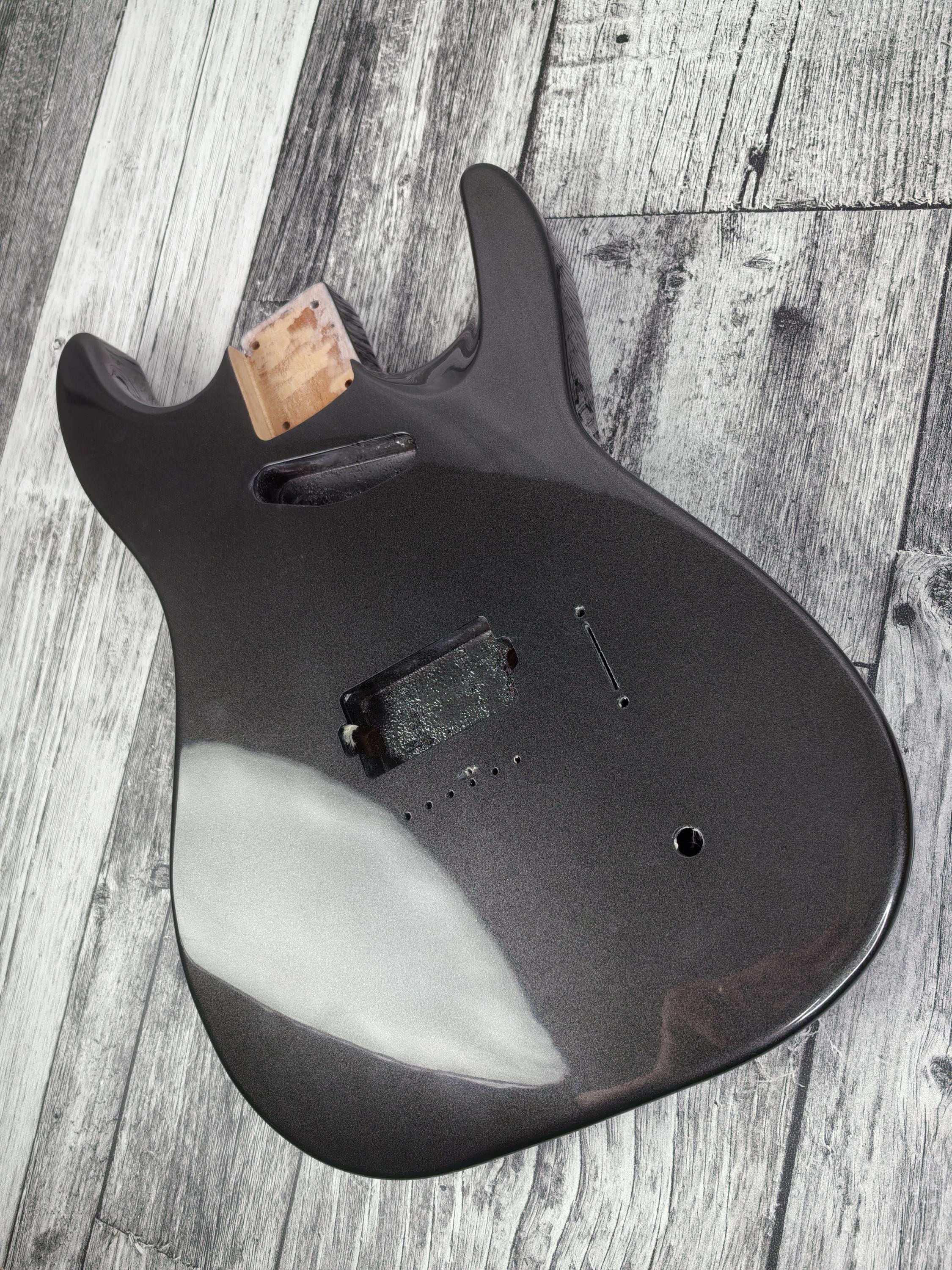 Havok Hard Tail Metallic Black 2pc Mahogany Guitar S type, HS config Custom Guitar Body. 80' style
