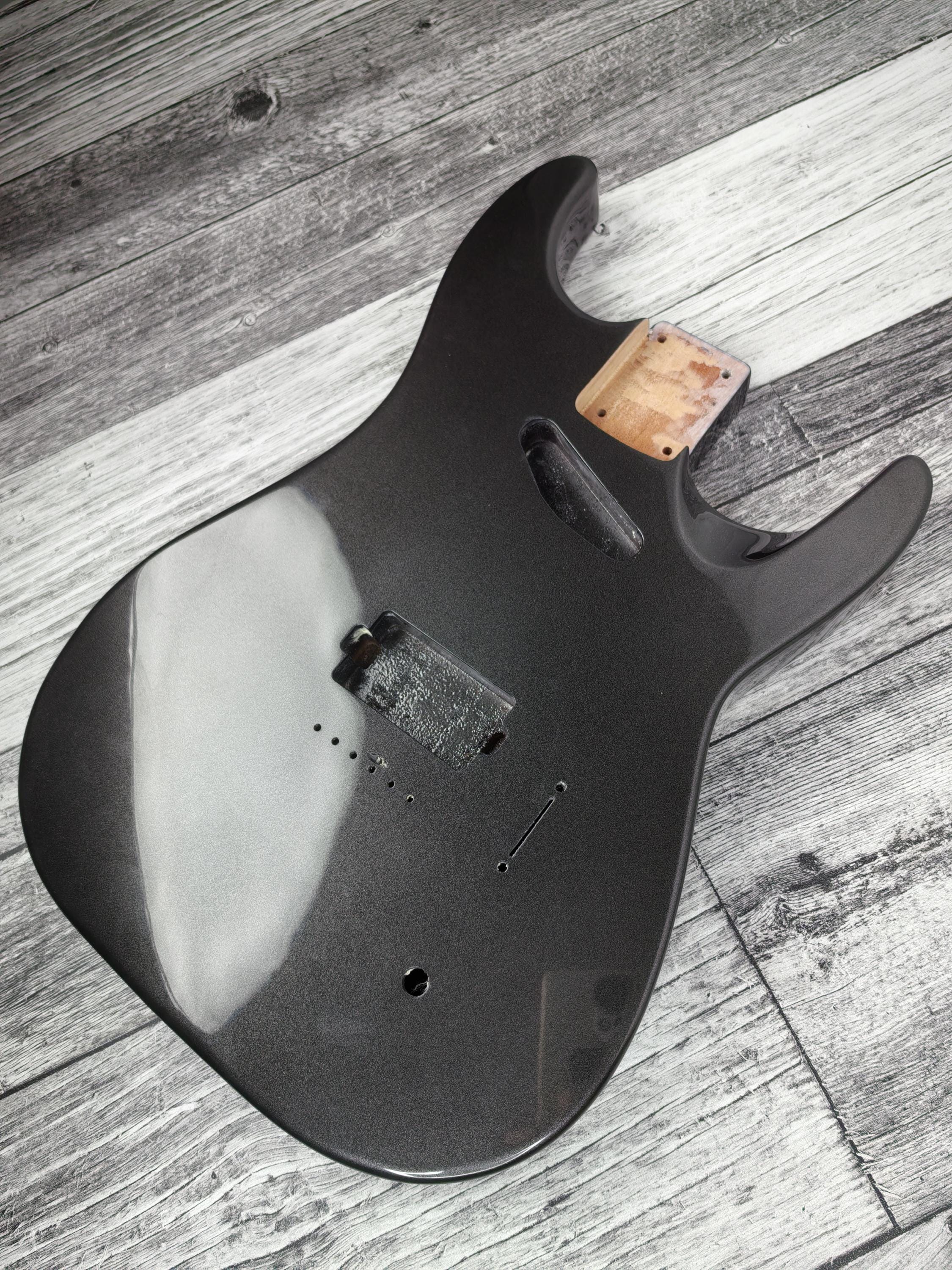 Havok Hard Tail Metallic Black 2pc Mahogany Guitar S type, HS config Custom Guitar Body. 80' style