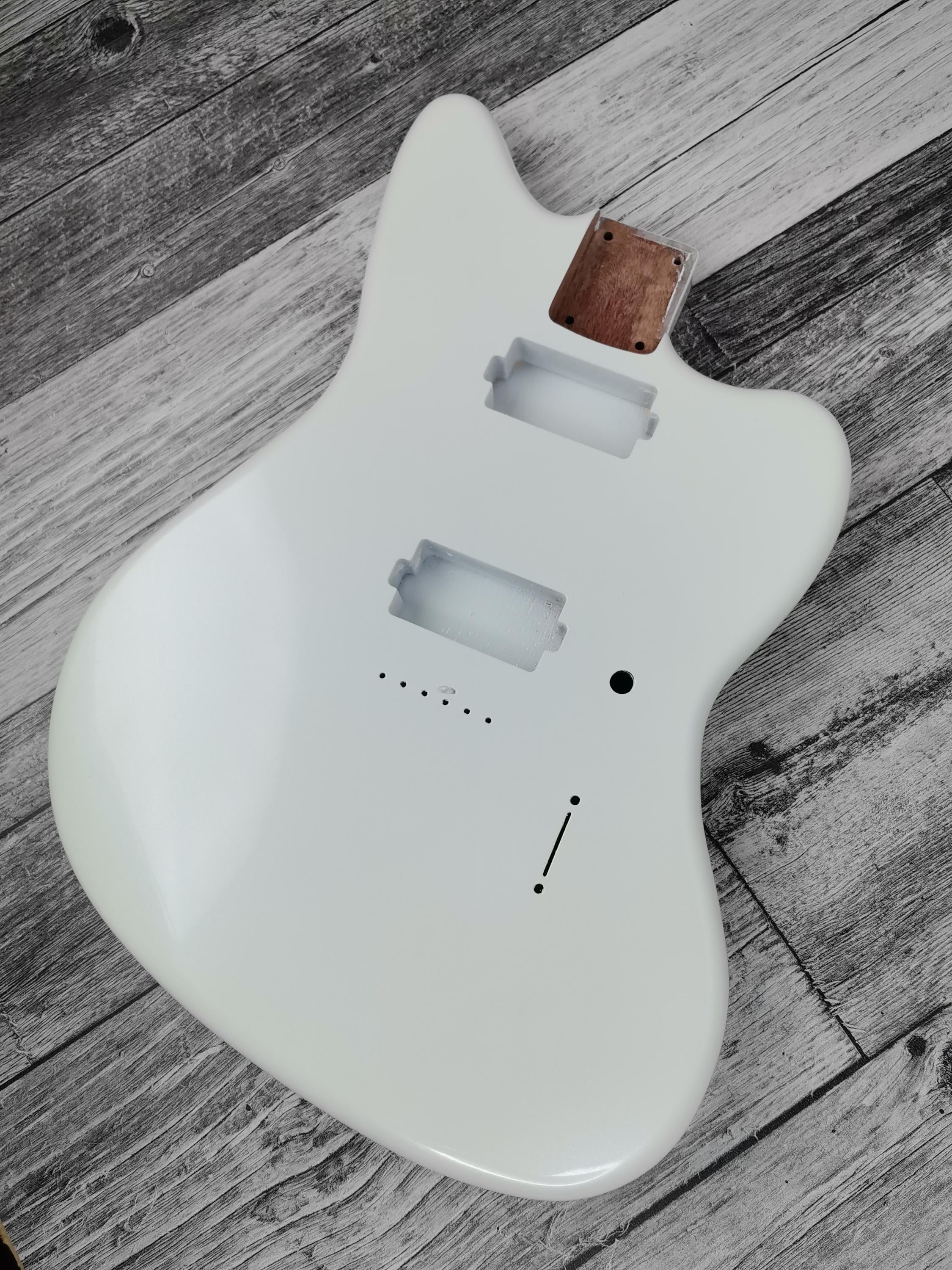 Havok Hard Tail Jazzmaster Metallic White 2pc Mahogany Guitar S type, HS config Custom Guitar Body. 80' style