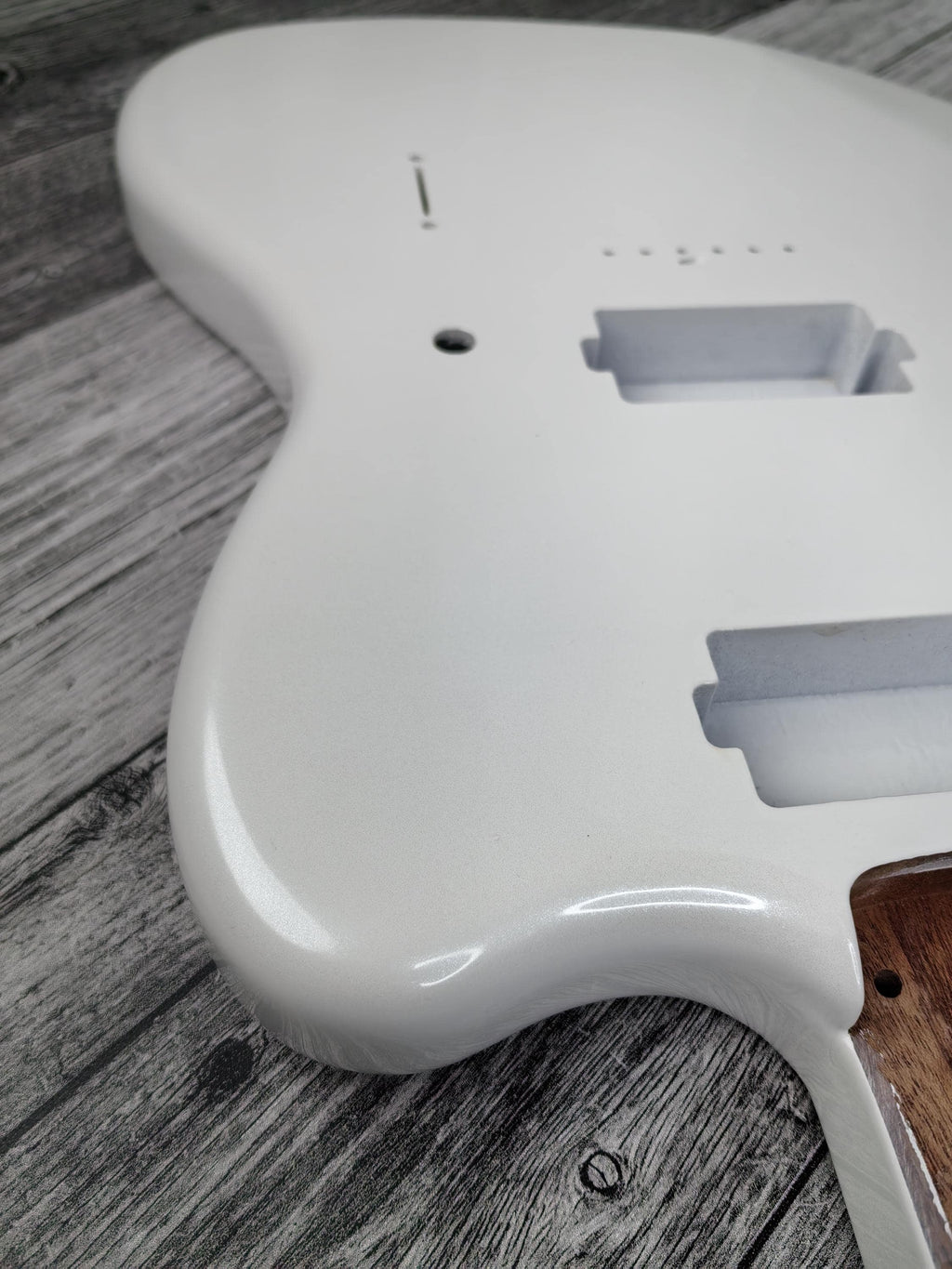 Havok Hard Tail Jazzmaster Metallic White 2pc Mahogany Guitar S type, HS config Custom Guitar Body. 80' style
