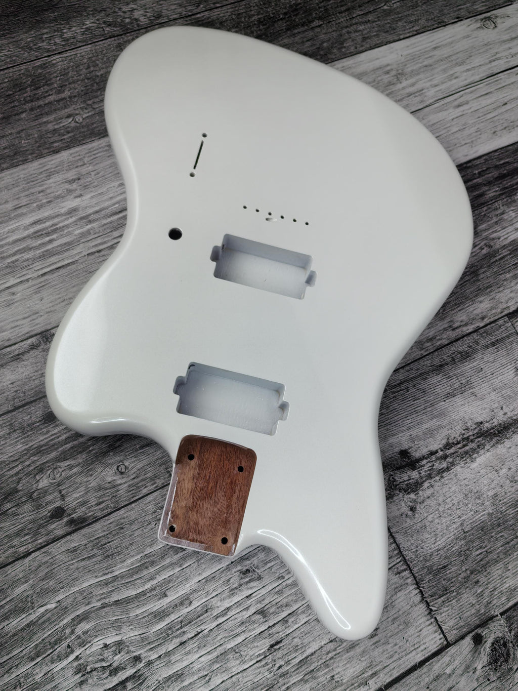 Havok Hard Tail Jazzmaster Metallic White 2pc Mahogany Guitar S type, HS config Custom Guitar Body. 80' style