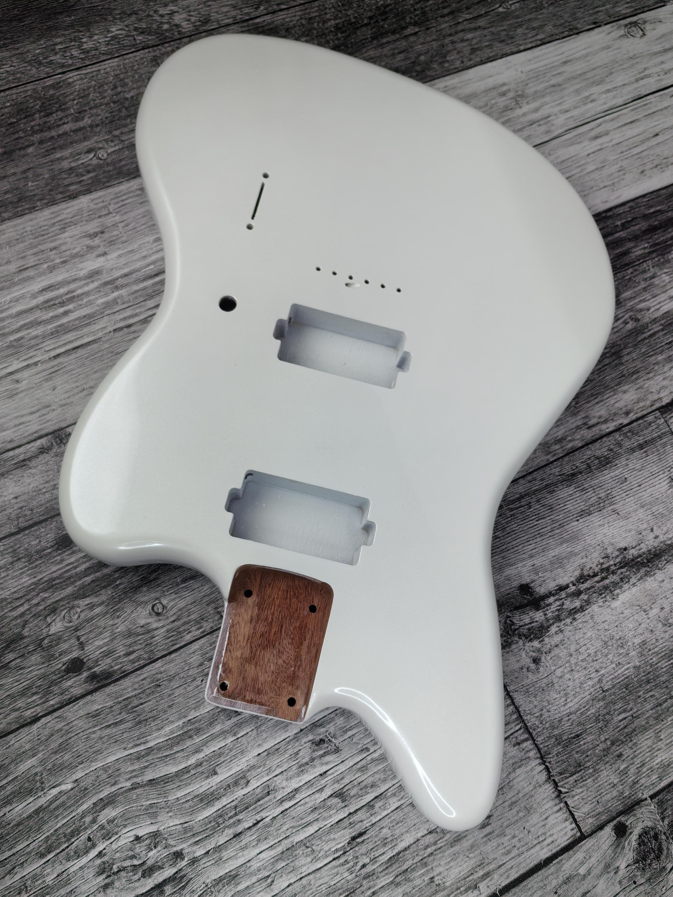 Havok Hard Tail Jazzmaster Metallic White 2pc Mahogany Guitar S type, HS config Custom Guitar Body. 80' style