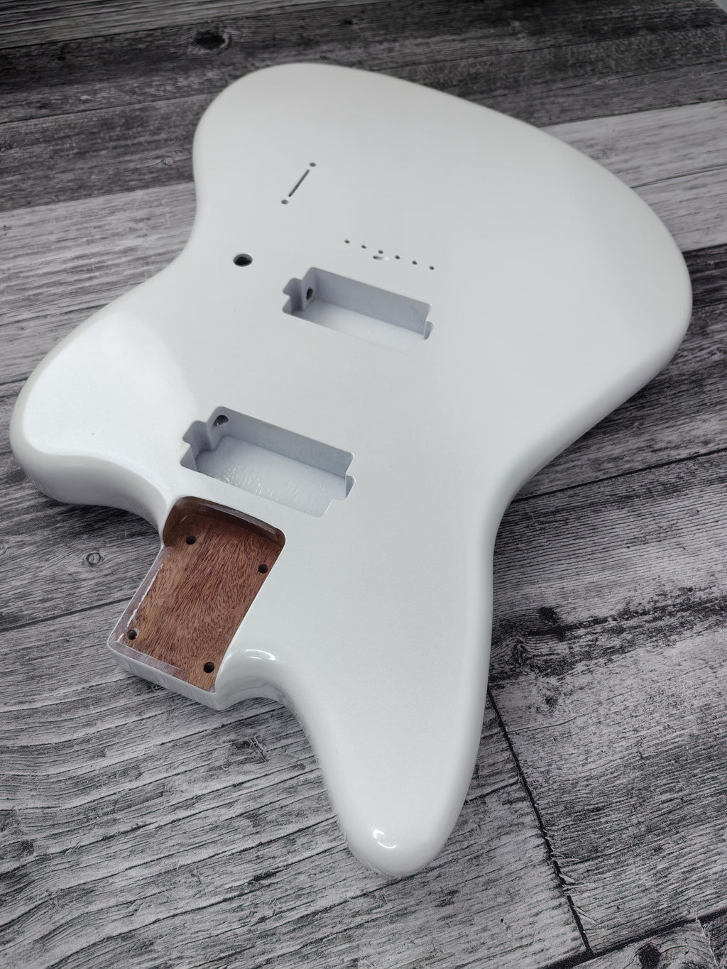 Havok Hard Tail Jazzmaster Metallic White 2pc Mahogany Guitar S type, HS config Custom Guitar Body. 80' style