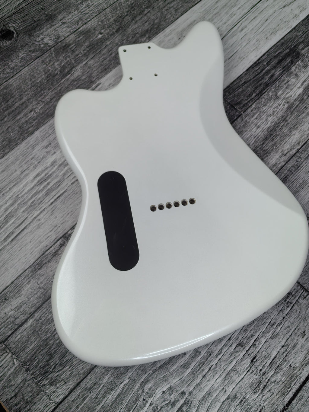 Havok Hard Tail Jazzmaster Metallic White 2pc Mahogany Guitar S type, HS config Custom Guitar Body. 80' style
