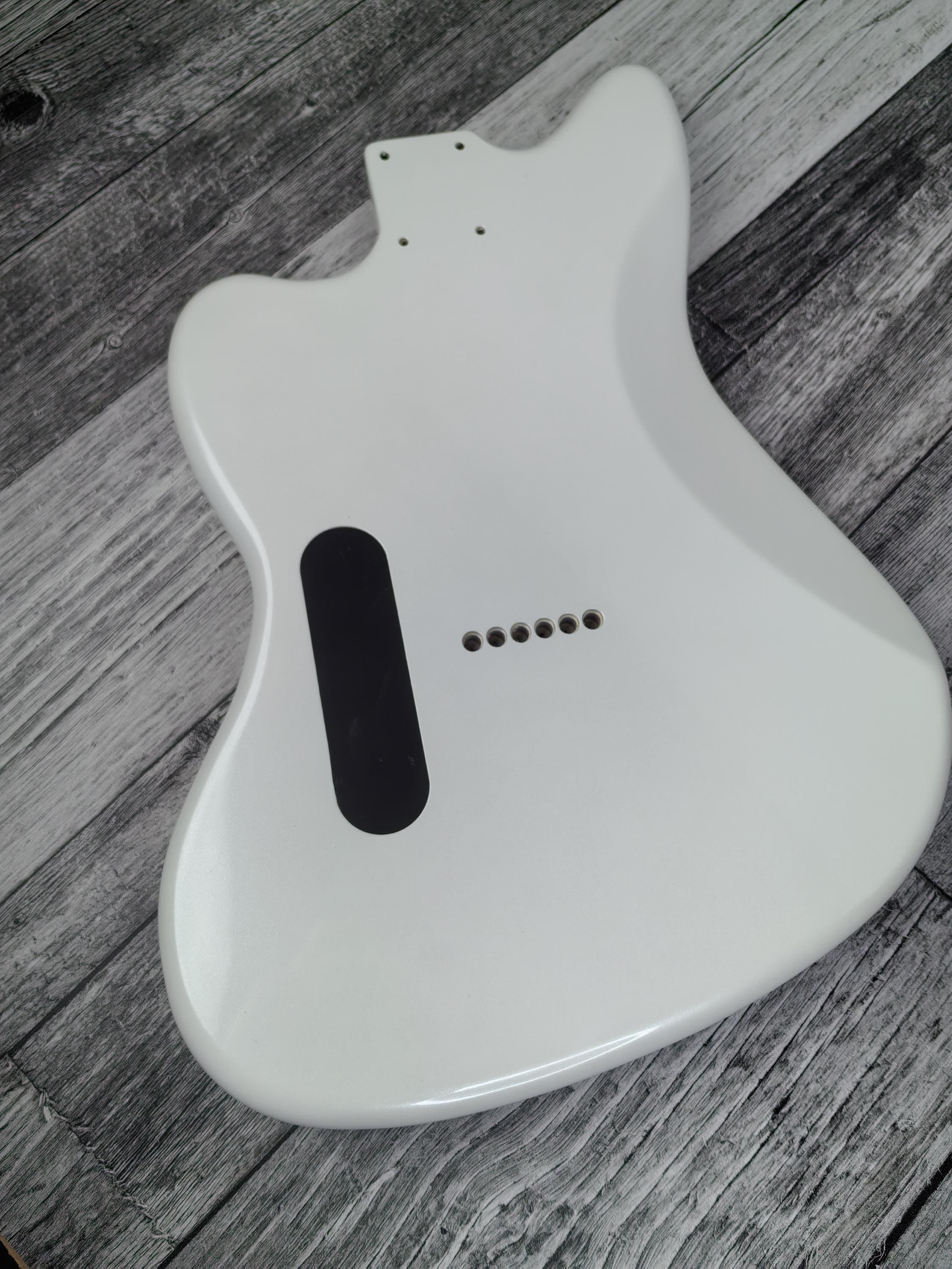 Havok Hard Tail Jazzmaster Metallic White 2pc Mahogany Guitar S type, HS config Custom Guitar Body. 80' style