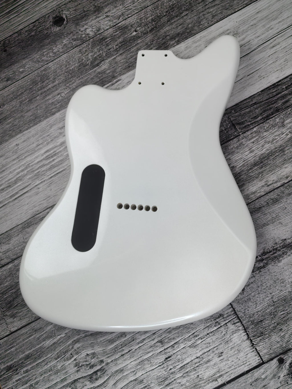 Havok Hard Tail Jazzmaster Metallic White 2pc Mahogany Guitar S type, HS config Custom Guitar Body. 80' style