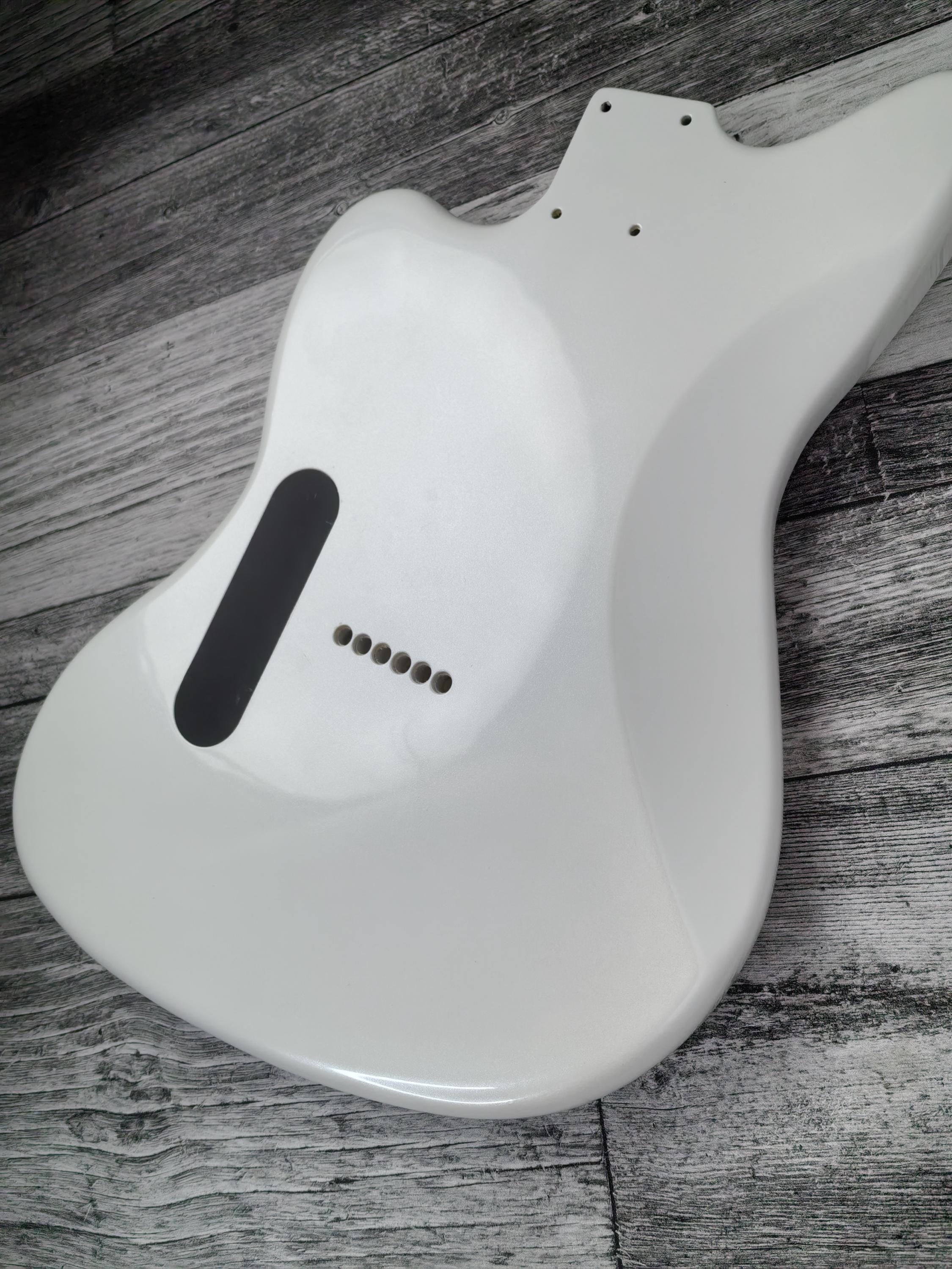 Havok Hard Tail Jazzmaster Metallic White 2pc Mahogany Guitar S type, HS config Custom Guitar Body. 80' style