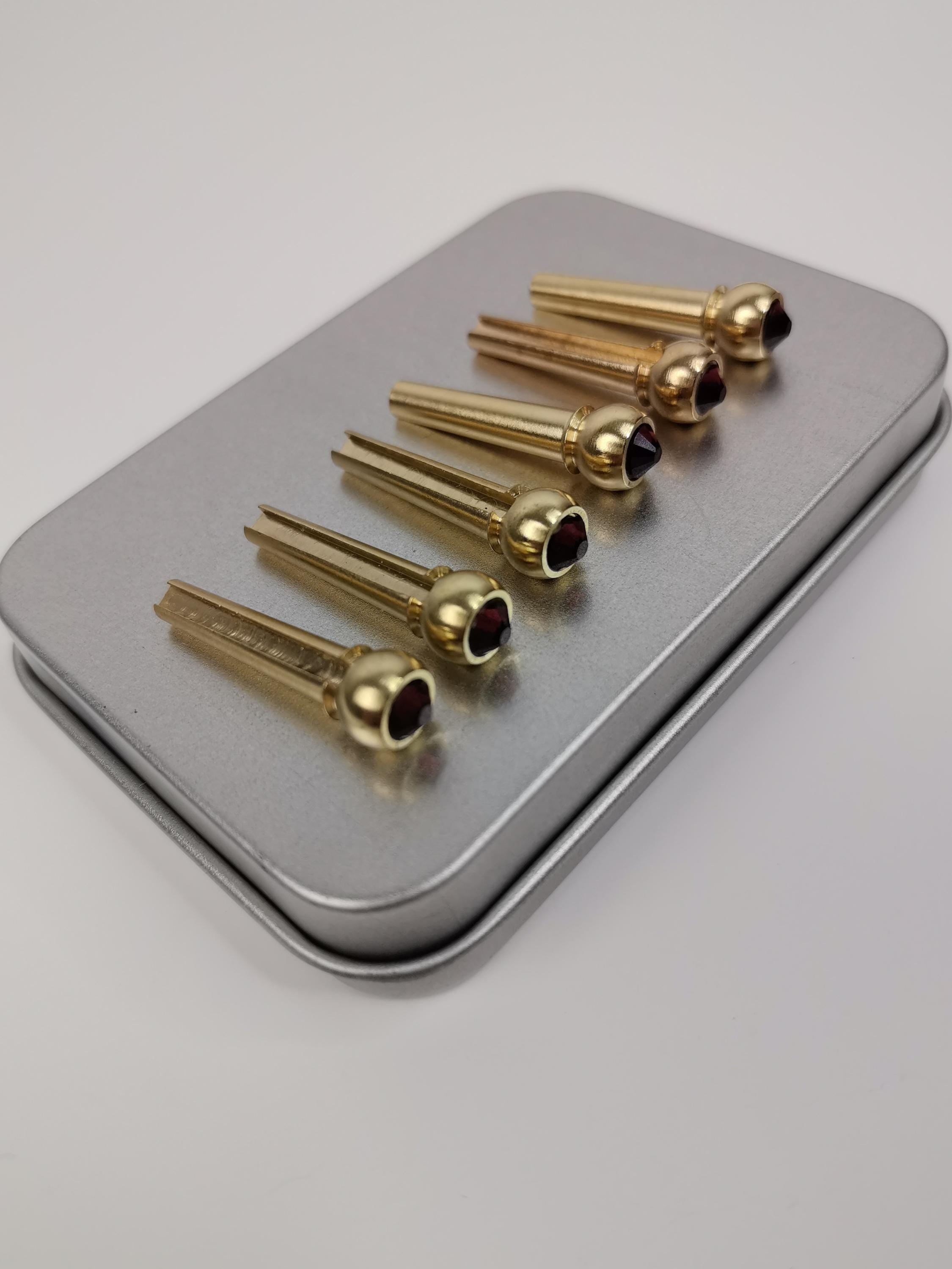 Set 6pcs Brass Red Diamond Bridge Pins with Shell Dots  Acoustic Guitar Bridge Pins Accesories