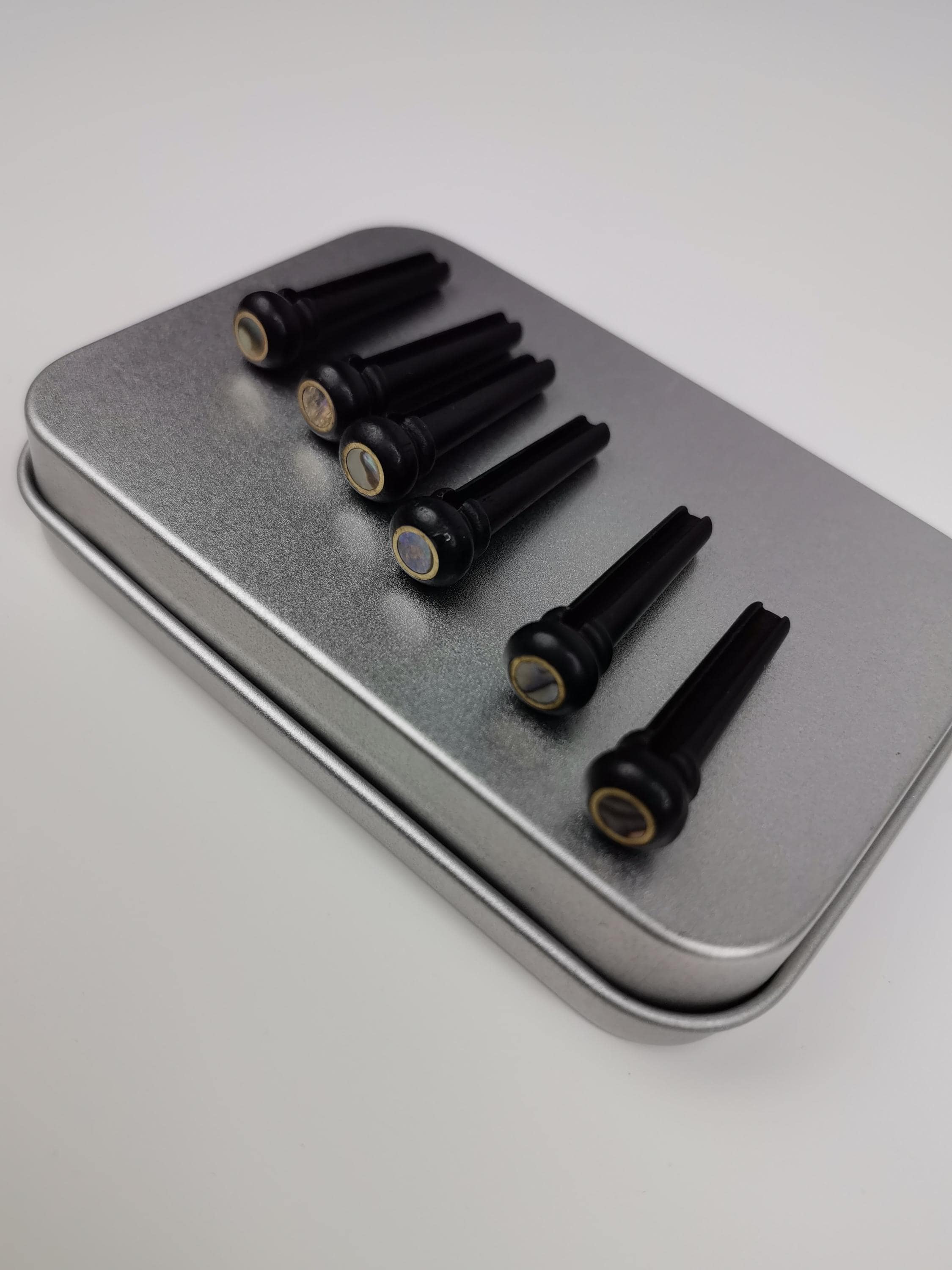 Ebony Acoustic Guitar Bridge Pins with Shell Dots - Set of 6