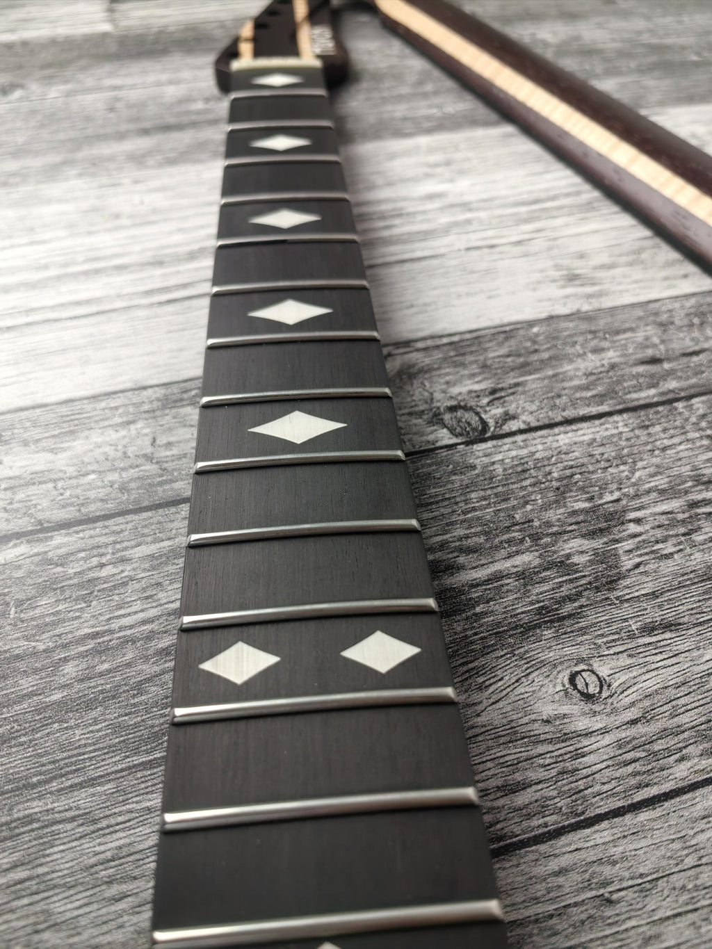 Guitar Neck Havok Wenge Flame Maple Ebony Board, Stainless Steel Frets , 22 Medium Jumbo Jescar Frets,