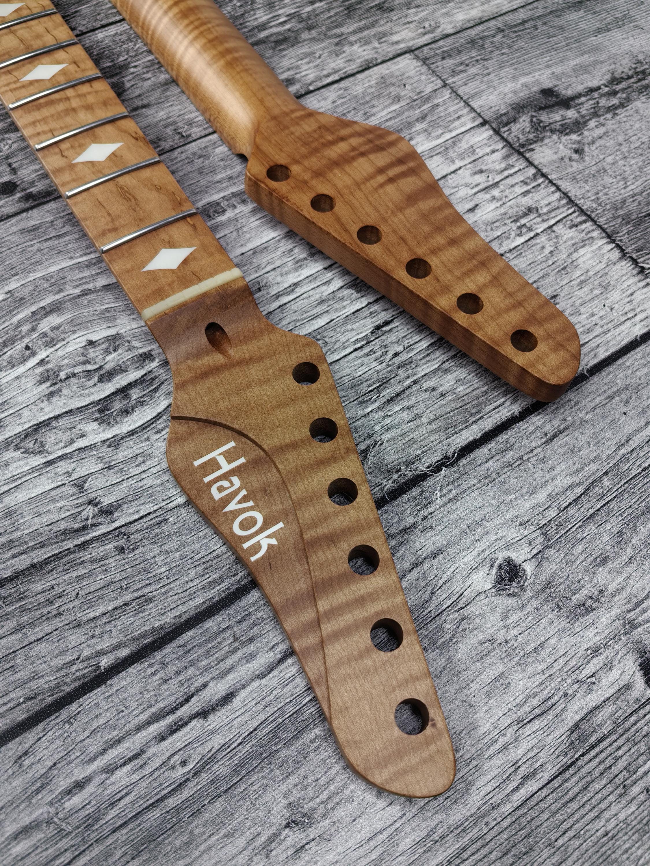 Tl Compatible aaa+ Roasted Flame Maple Satin Neck Stainless Steel Jescar Frets Guitar Neck