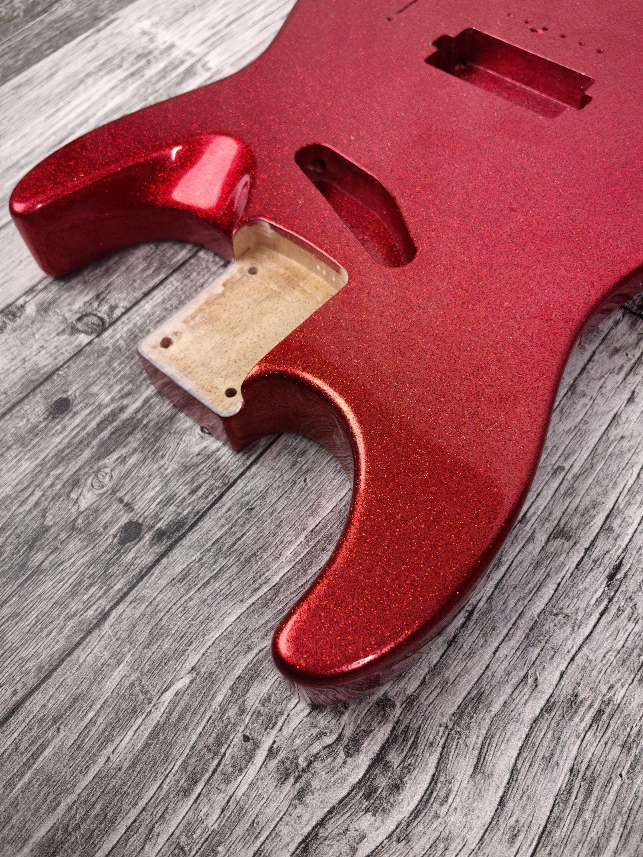 Havok Hard Tail Ruby Red Metallic 2pc Mahogany Guitar S type, HS config Custom Guitar Body. 80' style