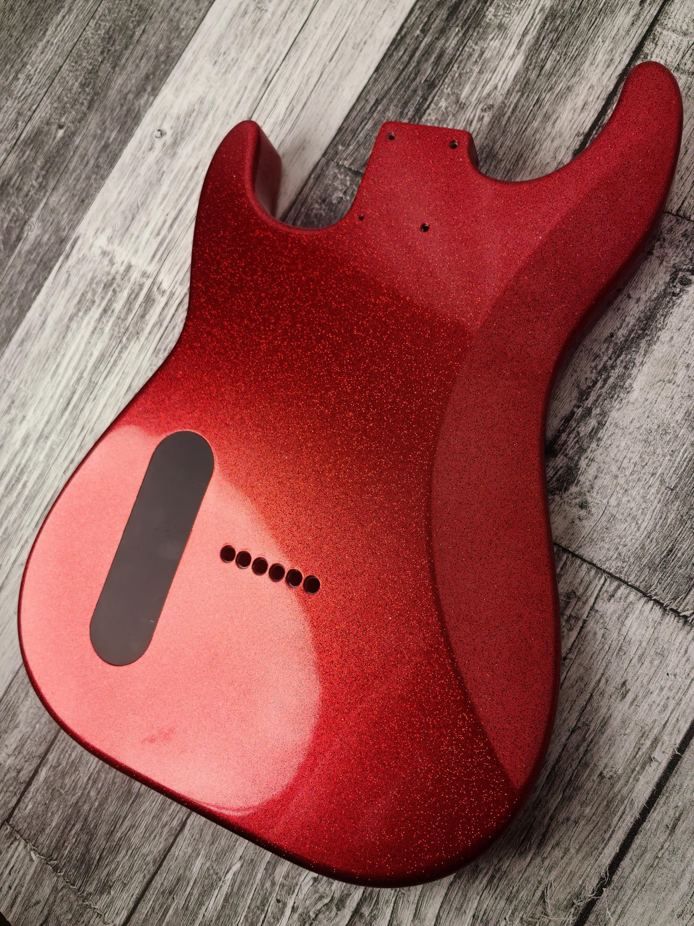 Havok Hard Tail Ruby Red Metallic 2pc Mahogany Guitar S type, HS config Custom Guitar Body. 80' style