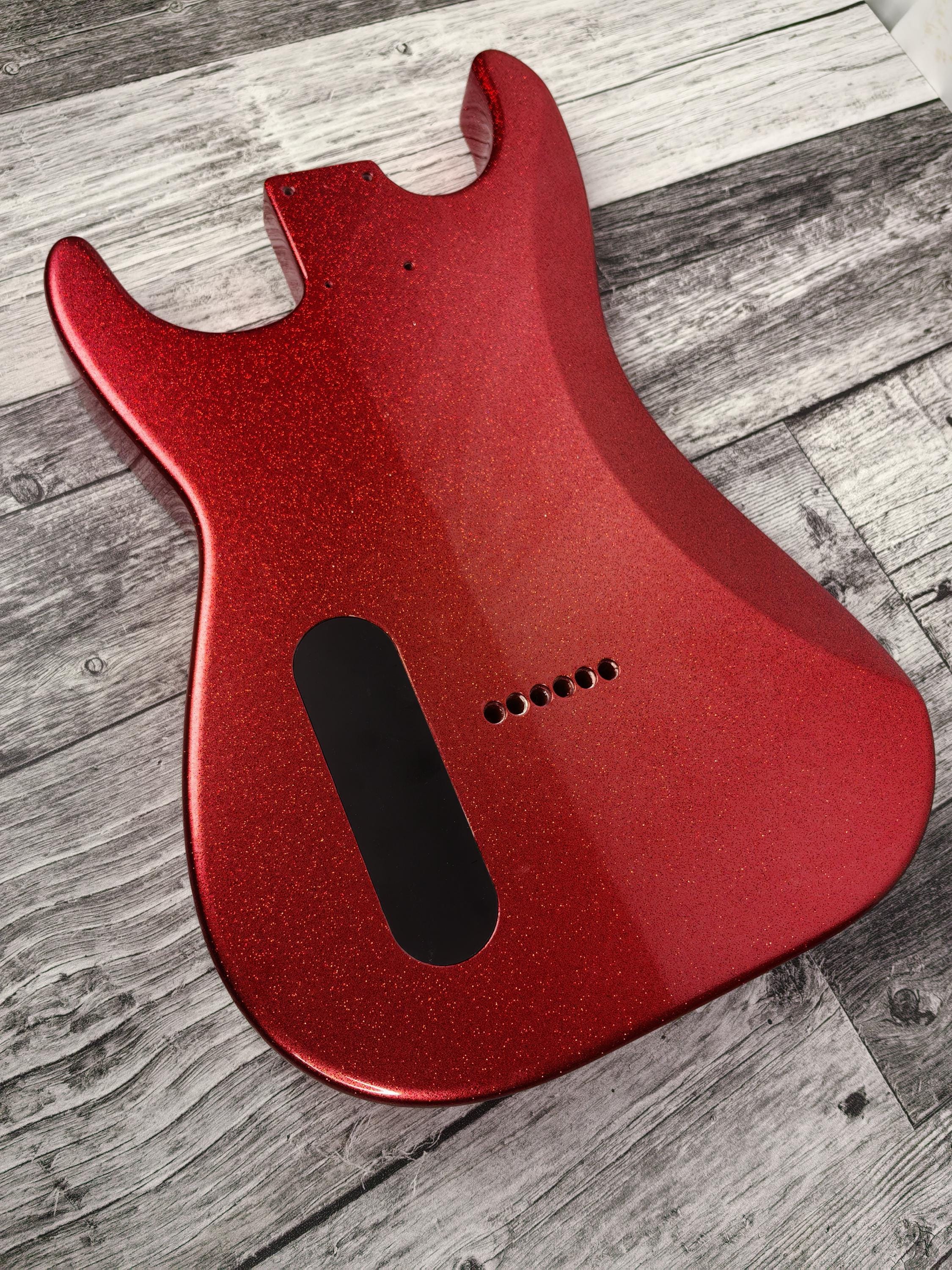 Havok Hard Tail Ruby Red Metallic 2pc Mahogany Guitar S type, HS config Custom Guitar Body. 80' style