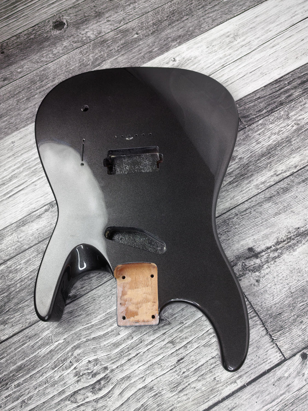 Havok Hard Tail Metallic Black 2pc Mahogany Guitar S type, HS config Custom Guitar Body. 80' style