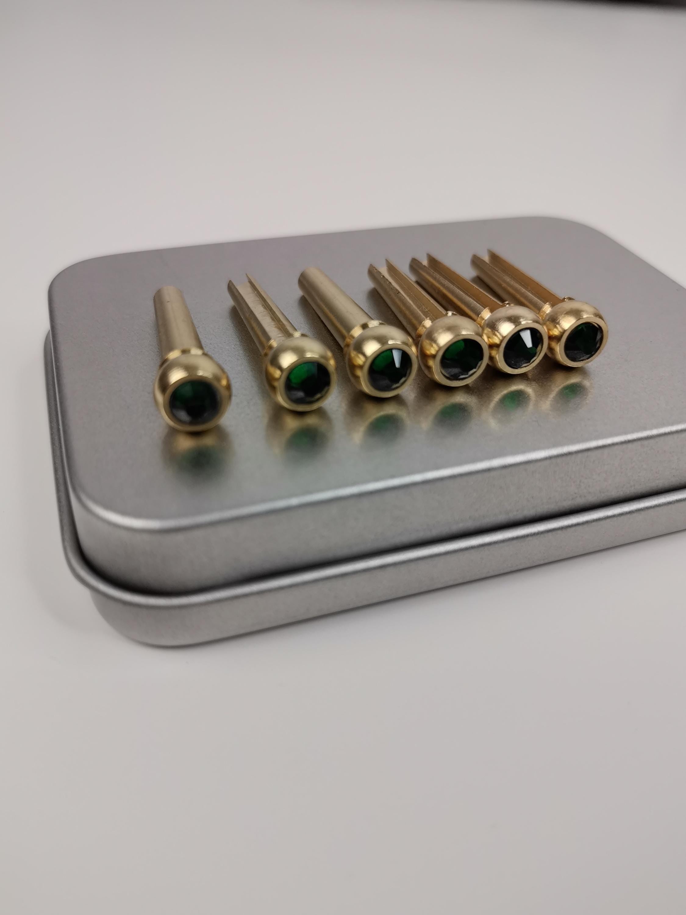 Set 6pcs Brass Green Diamond Bridge Pins with Shell Dots  Acoustic Guitar Bridge Pins Accesories