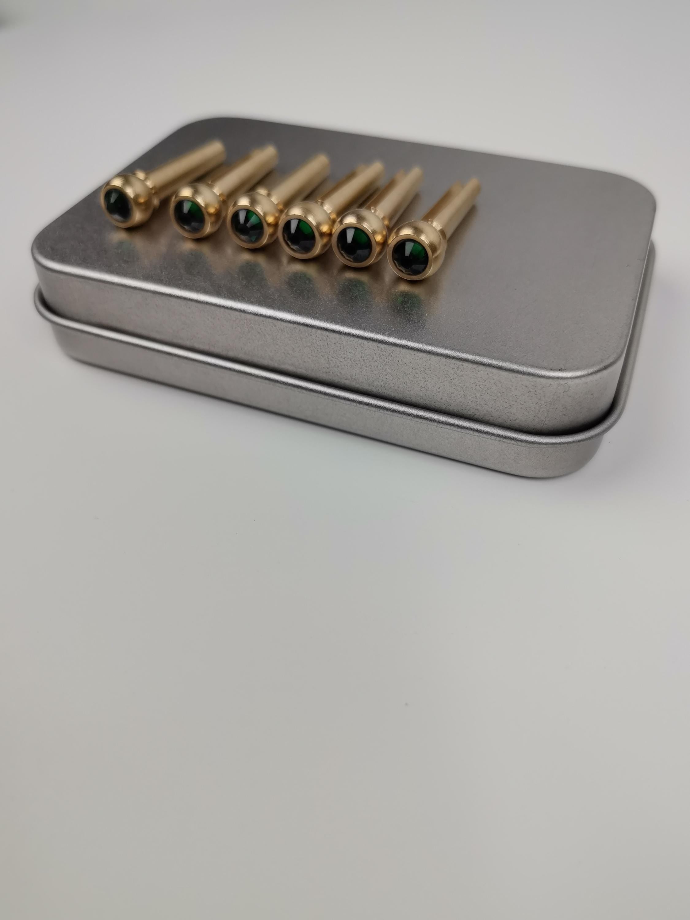 Set 6pcs Brass Green Diamond Bridge Pins with Shell Dots  Acoustic Guitar Bridge Pins Accesories