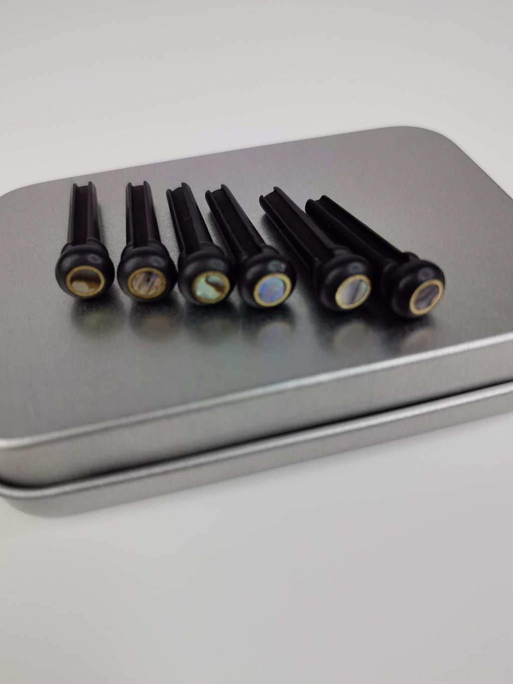 Ebony Acoustic Guitar Bridge Pins with Shell Dots - Set of 6