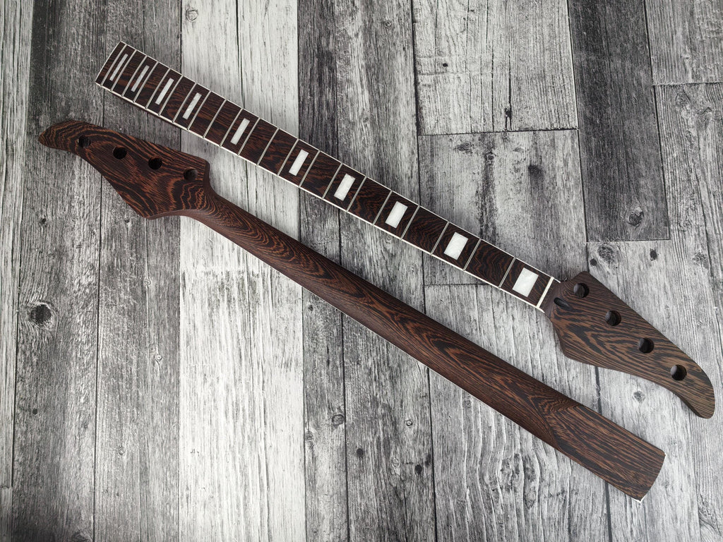 Havok 4 strings Bass Guitar Neck Wenge, Stainless Steel Frets White Binding Brass Nut, 22 Medium Jumbo Jescar Frets, Customized