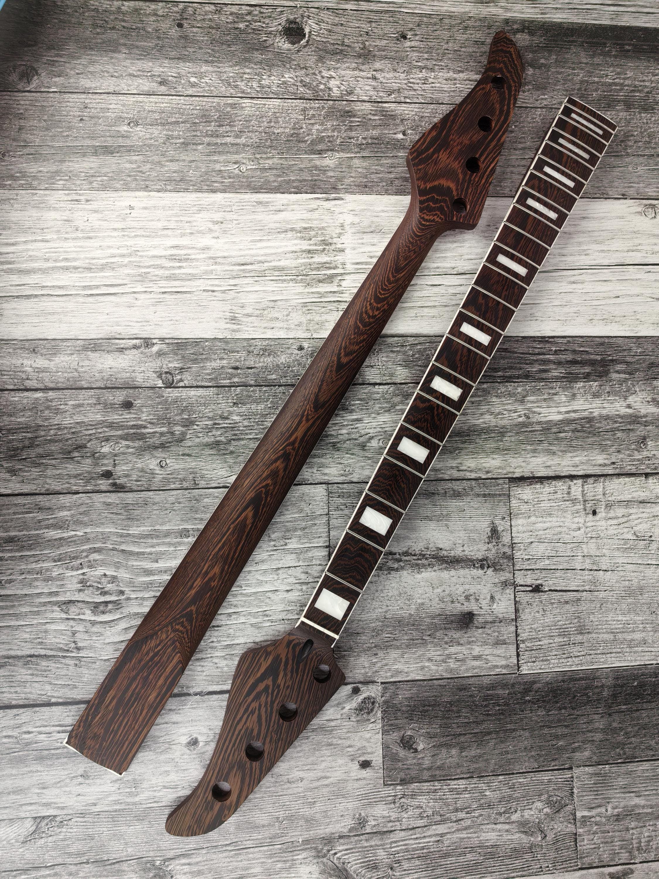 Havok 4 strings Bass Guitar Neck Wenge, Stainless Steel Frets White Binding Brass Nut, 22 Medium Jumbo Jescar Frets, Customized
