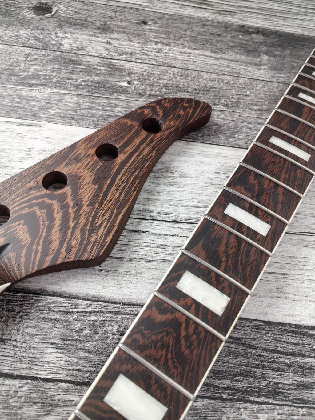 Havok 4 strings Bass Guitar Neck Wenge, Stainless Steel Frets White Binding Brass Nut, 22 Medium Jumbo Jescar Frets, Customized