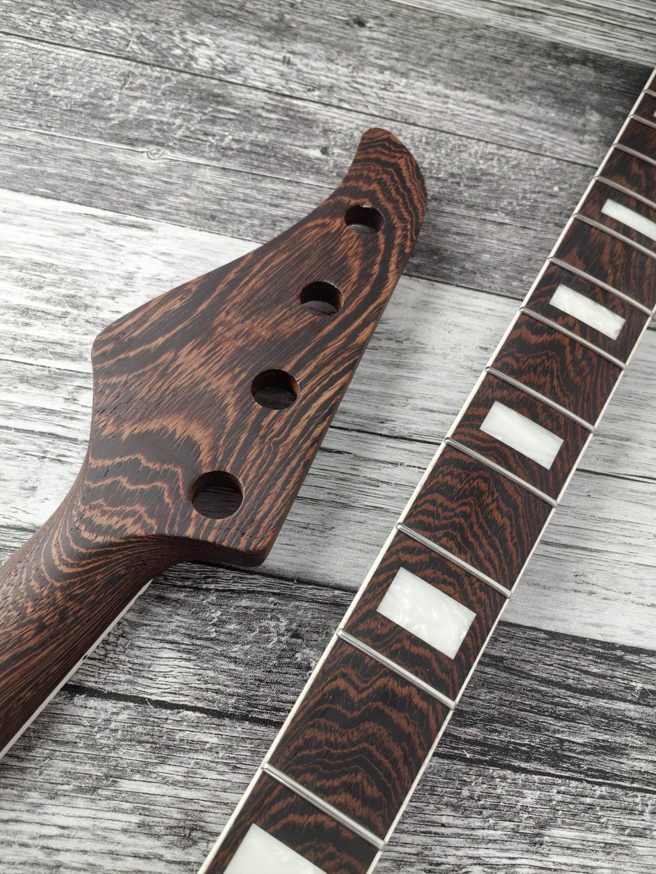 Havok 4 strings Bass Guitar Neck Wenge, Stainless Steel Frets White Binding Brass Nut, 22 Medium Jumbo Jescar Frets, Customized