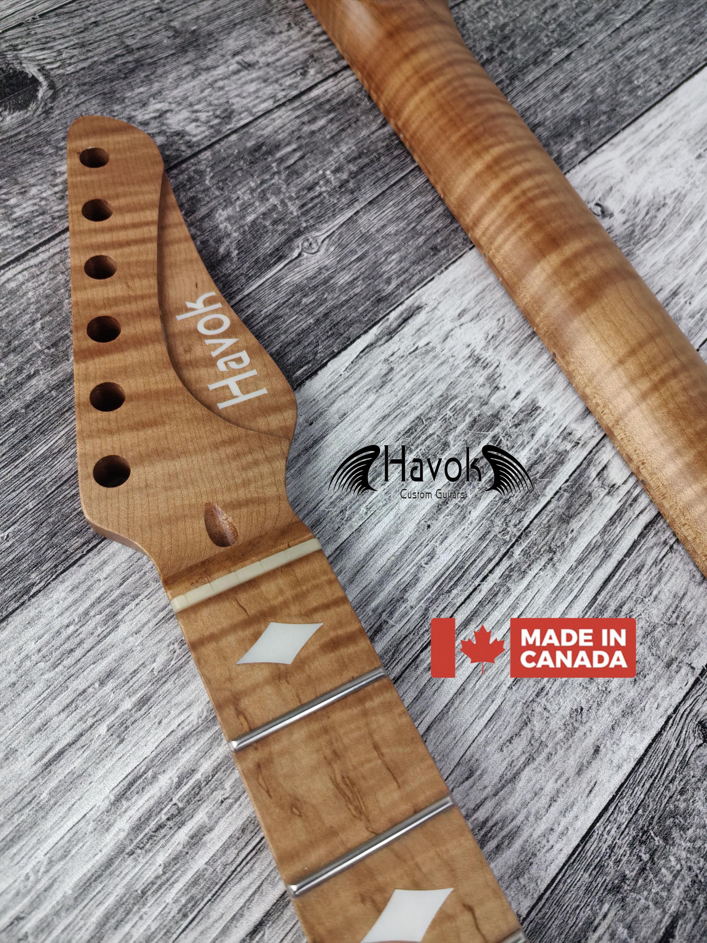 Tl Compatible aaa+ Roasted Flame Maple Satin Neck Stainless Steel Jescar Frets Guitar Neck
